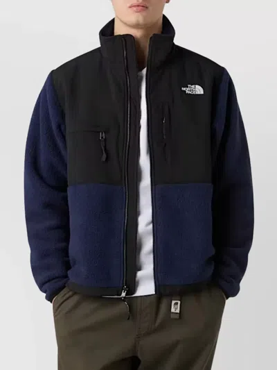 The North Face Logo Vertical Collar Grab Velvet Casual Jacket In Black