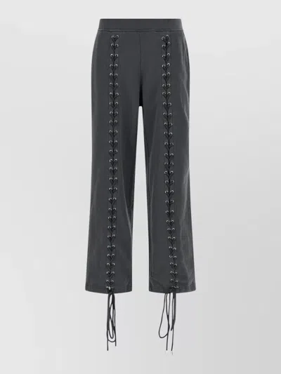 Rotate Birger Christensen Lacing Trousers Elastic Waistband Side Pockets In Gray