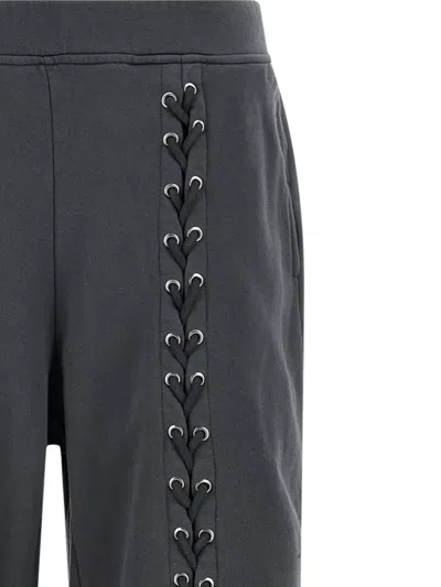 Rotate Birger Christensen Lacing Trousers Elastic Waistband Side Pockets In Gray