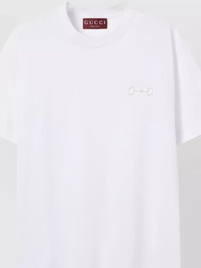 Gucci Cotton Jersey Top Crew Neck Short Sleeves In White