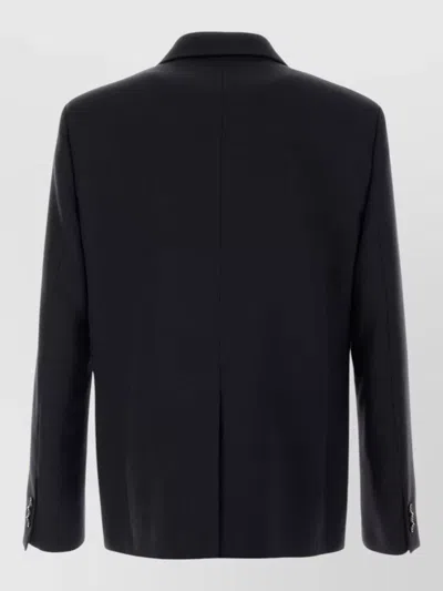 Loewe Wool Blazer Notch Lapel Front Pockets In Black