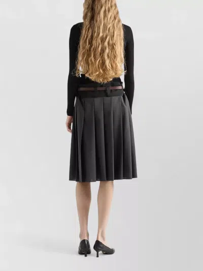 Prada Textured Wool Crewneck Sweater With Long Sleeves In Black