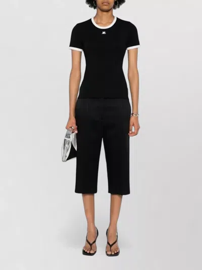 Courrèges Courreges Women Cotton T Shirt With Contrasting Profiles In Black