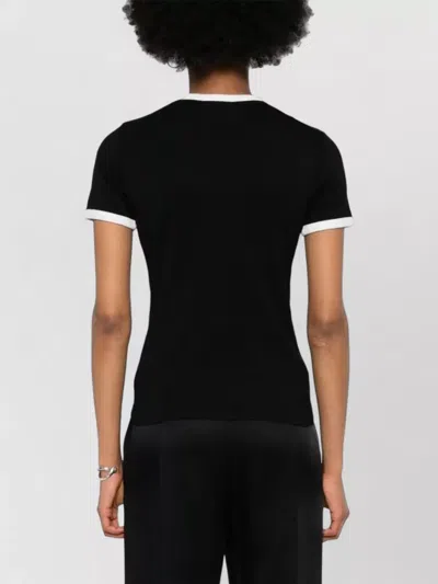 Courrèges Courreges Women Cotton T Shirt With Contrasting Profiles In Black
