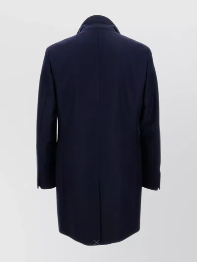 Fay Double Breasted Long Coat With Flap Pockets In Black