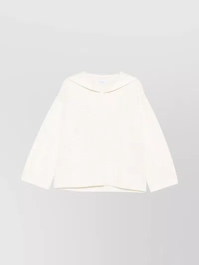 Malo V-neck Knit Sweater With Ribbed Cuffs And Hem In White