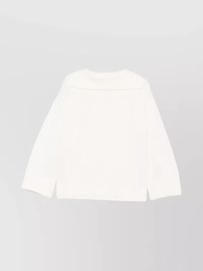 Malo V-neck Knit Sweater With Ribbed Cuffs And Hem In White