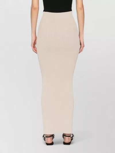 Max Mara High Waisted Ribbed Ankle Length Skirt In Neutral