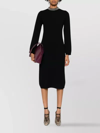 Fabiana Filippi Dresses With Long Sleeves And Metallic Collar In Animal Print