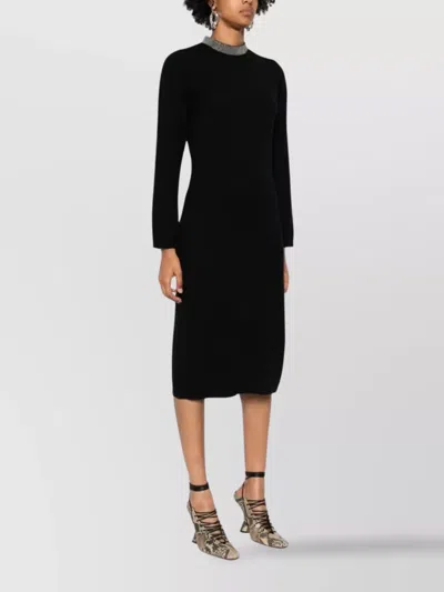 Fabiana Filippi Dresses With Long Sleeves And Metallic Collar In Animal Print