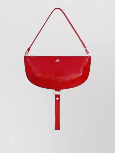Courrèges Eclipse Moon Shoulder Bag Adjustable Strap In Red