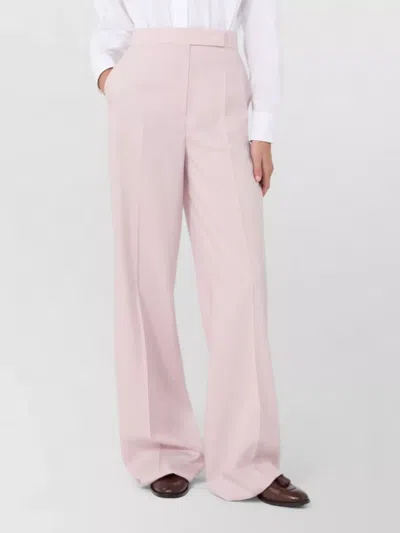 Max Mara High Waist Wide Leg Pleated Trousers In Pink