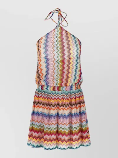 Missoni Knit Dress Set Halter Tie Zigzag In Multi