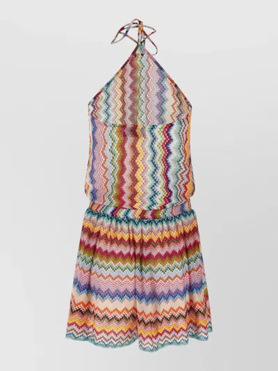 Missoni Knit Dress Set Halter Tie Zigzag In Multi