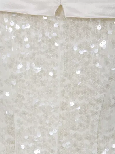 Alberta Ferretti Sequin Dress Floor Length Off Shoulder In Metallic