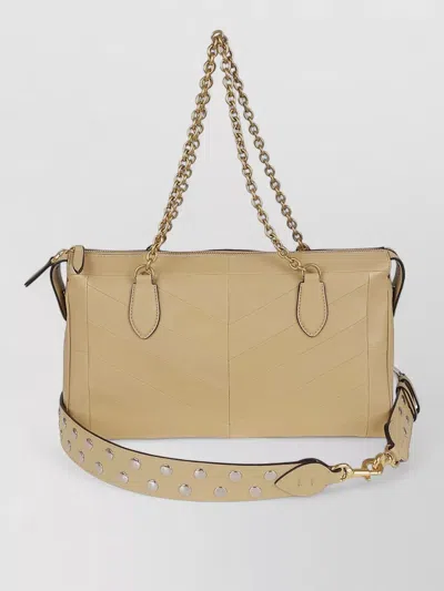 Valentino Medium Shoulder Bag Growl Patchwork Nappa In Neutral