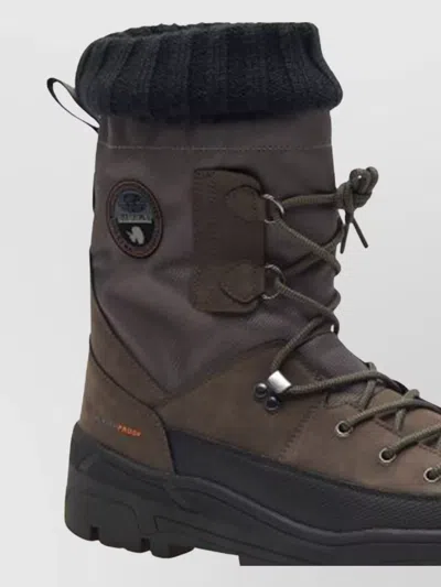 Napapijri High-top Boots With Pull Tab And Rubber Sole In Brown
