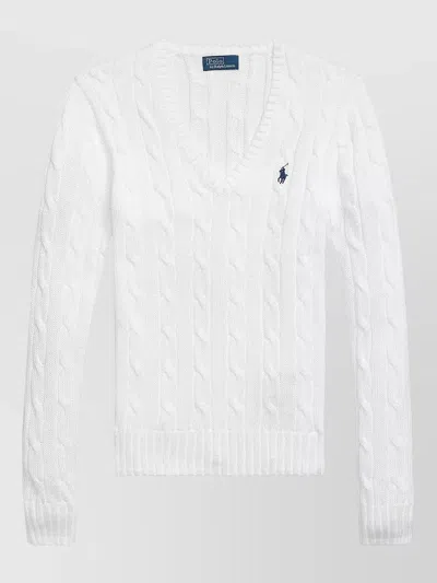 Polo Ralph Lauren Womens Logo-embroidery Cotton-knit Jumper White Xl In White