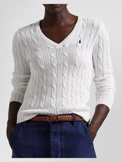Polo Ralph Lauren Womens Logo-embroidery Cotton-knit Jumper White Xl In White
