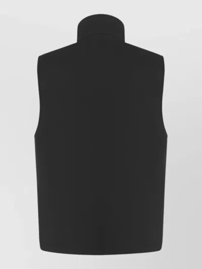 Dior High Collar Sleeveless Coat Side Pockets In Black