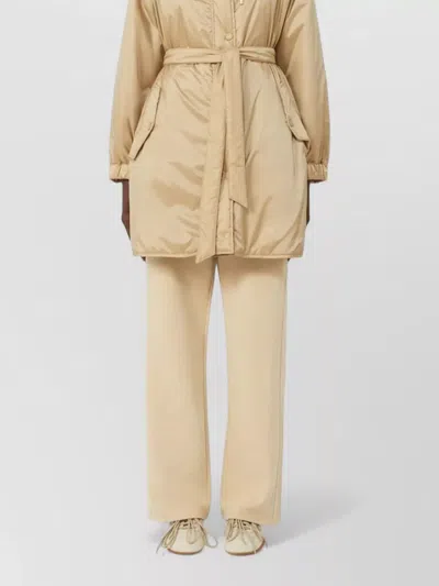 Weekend Max Mara Long Hooded Coat Quilted Belt And Pockets In Brown