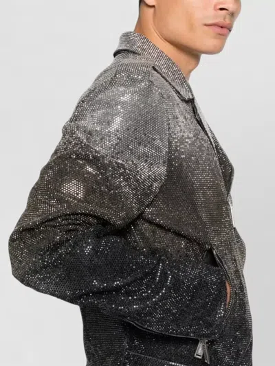 Dsquared2 Shadow Mini Jacket Belt Sequin Lapels In Gray