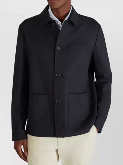 Incotex Pocketed Collared Jacket Front Pockets In Black