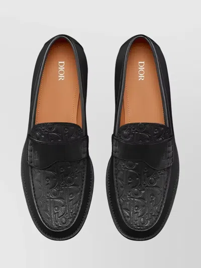 Dior Loafer With Embossed Detailing And Round Toe In Black