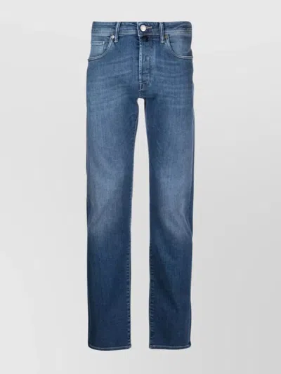 Incotex Faded Denim Trousers Featuring Belt Loops In Blue