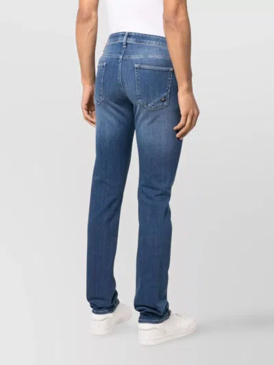 Incotex Faded Denim Trousers Featuring Belt Loops In Blue