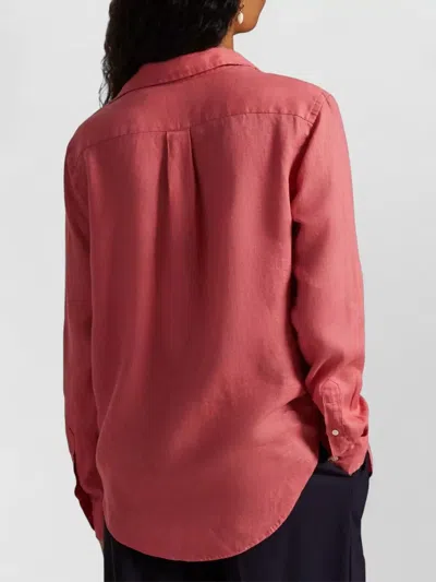 Polo Ralph Lauren Long Sleeve Shirt Curved Hem Front Buttons In Pink