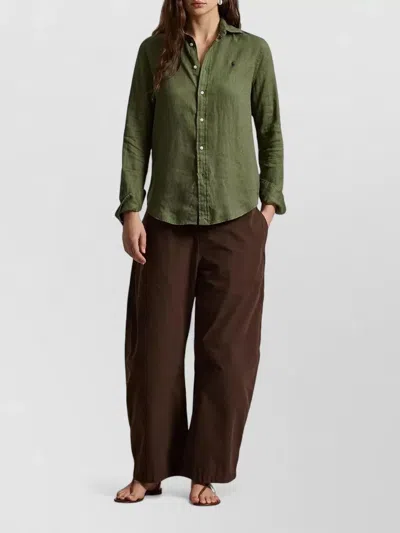 Polo Ralph Lauren Long Sleeve Shirt Collared Neck Buttons In Green