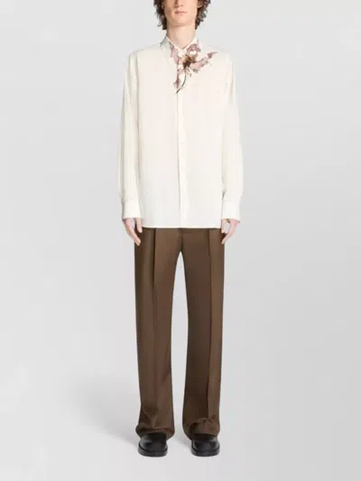 Dries Van Noten Shirt Floral Print Buttoned Cuffs Long Sleeves In White