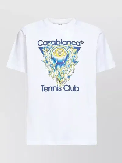 Casablanca Classic Fit Tennis Club Icon Organic Cotton Graphic T-shirt In White