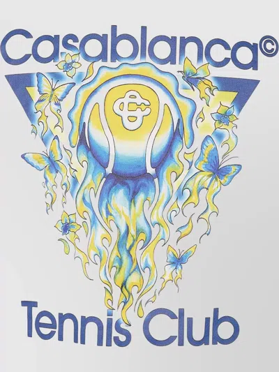 Casablanca Classic Fit Tennis Club Icon Organic Cotton Graphic T-shirt In White