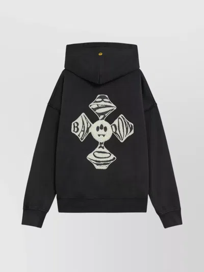 Barrow Graphic Print Hoodie Front Pocket In Black