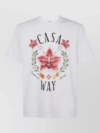 Casablanca Orchid Garden Graphic Relaxed Fit T Shirt In White