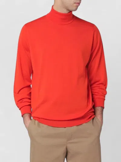 John Smedley Wool Turtleneck Sweater Long Sleeves In Red
