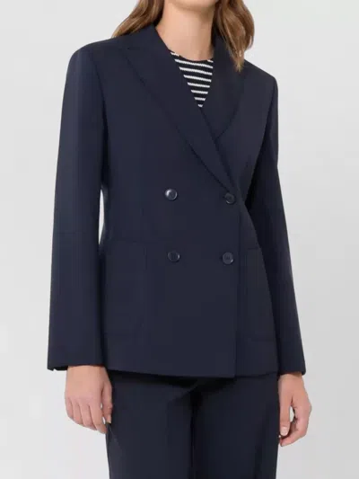 Weekend Max Mara Tailored Double Breasted Jacket Buttoned Cuffs In Blue