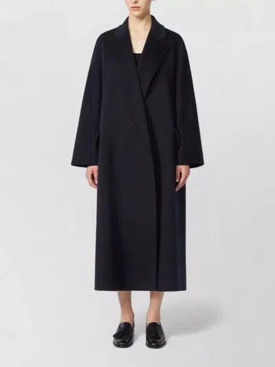 Max Mara Long Belted Coat Lapel Collar Pockets In Black