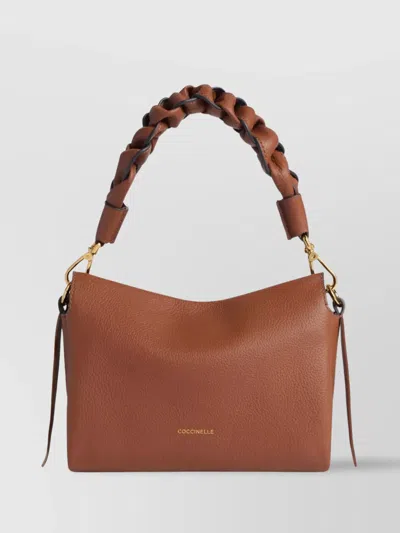 Coccinelle Grana Double Braided Handle Detachable Strap In Brown