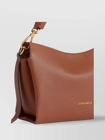 Coccinelle Grana Double Braided Handle Detachable Strap In Brown