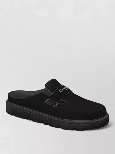 Dior Suede Mules Round Toe Rubber Sole In Black