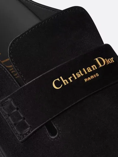 Dior Suede Mules Round Toe Rubber Sole In Black