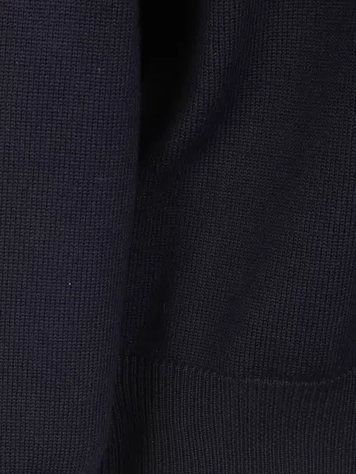 Paul & Shark Knitted Polo Sweater V Neck Ribbed Cuffs Hem In Blue