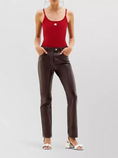 Courrèges Reedition Knit Tank Top Ribbed Straps In Red