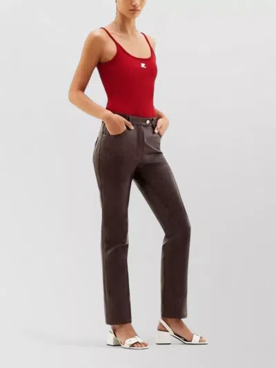 Courrèges Reedition Knit Tank Top Ribbed Straps In Red