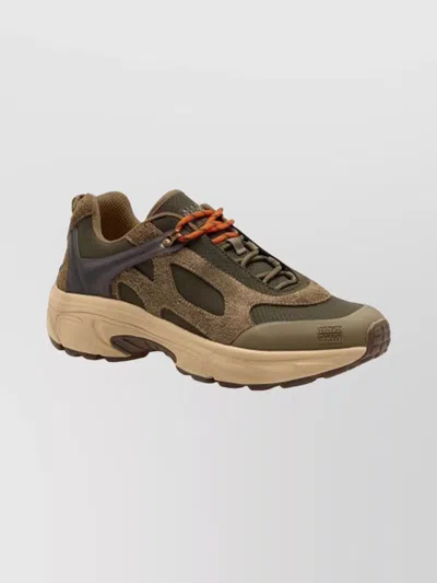 Napapijri Suede And Mesh Sneakers With Rubber Sole In Brown