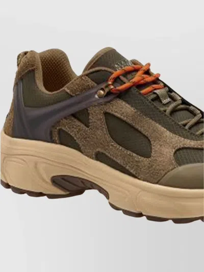 Napapijri Suede And Mesh Sneakers With Rubber Sole In Brown