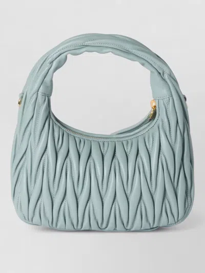 Miu Miu Crossbody Bag Detachable Strap Gold Tone Hardware In Blue